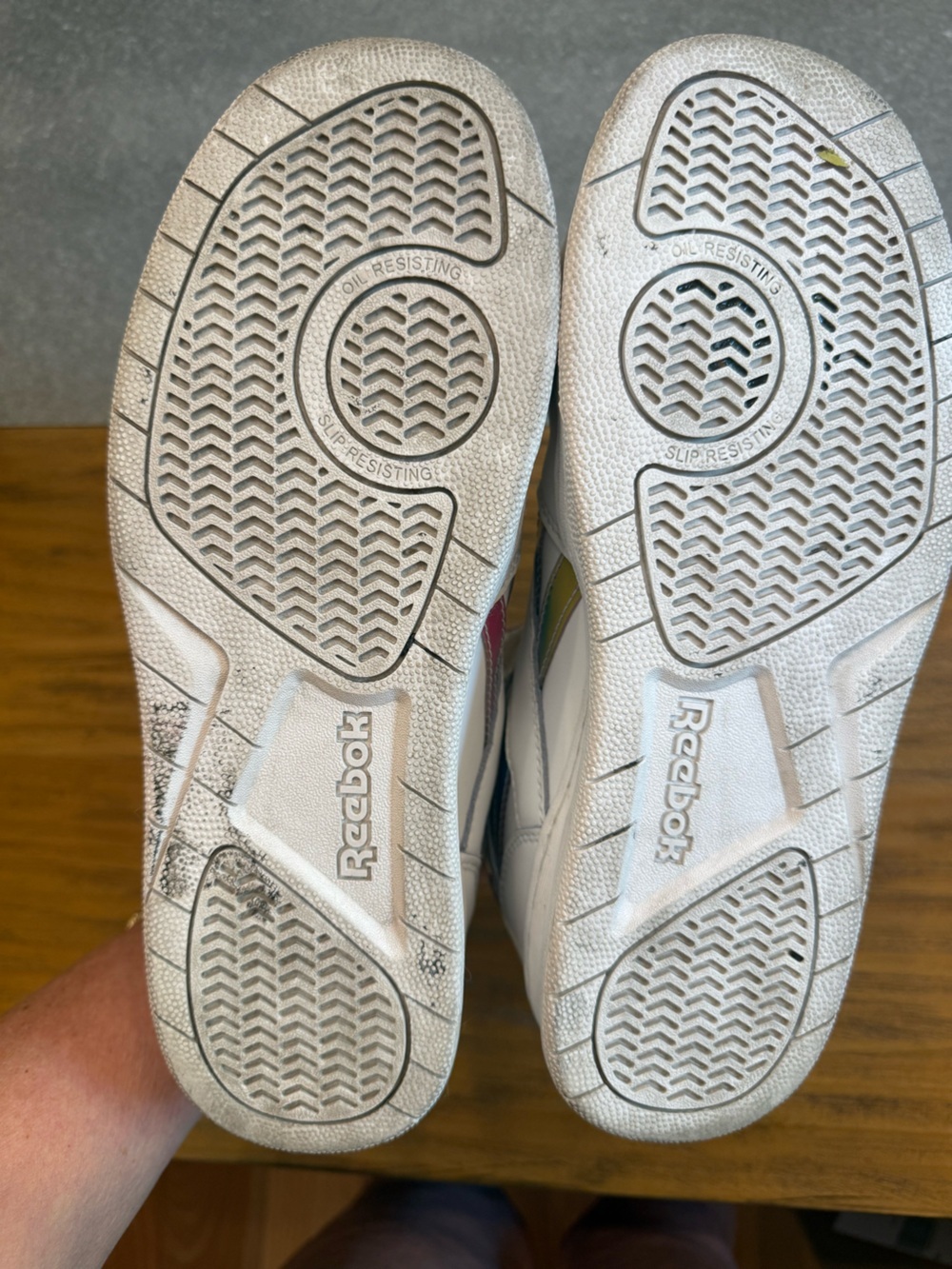 Reebok Work White Holographic High Top Leather Sneakers Safety Toe Size 9W - Picture 12 of 15